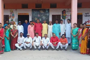 भामाशाह बरही में विद्यालय के तीन वरिष्ठ आचार्यों को दी गई भावभीनी विदाई 